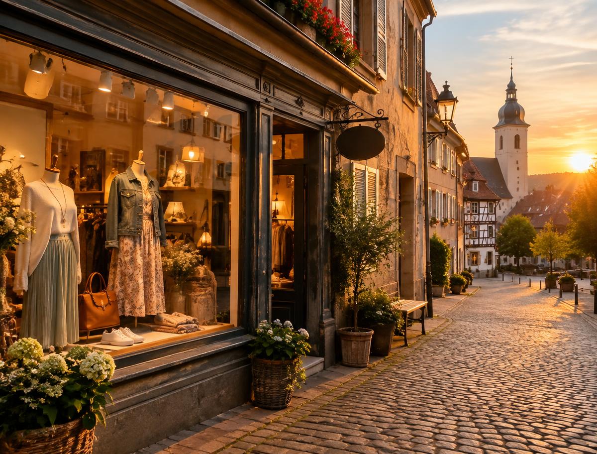 Boutique-Schaufenster in einer Altstadtgasse (Beispielbild)